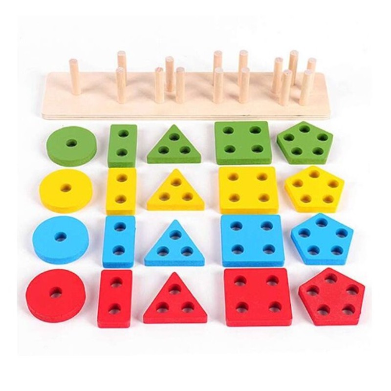 Wooden Educational Preschool Puzzles | Shape Sorting Wooden Geometrical Toy For Kids