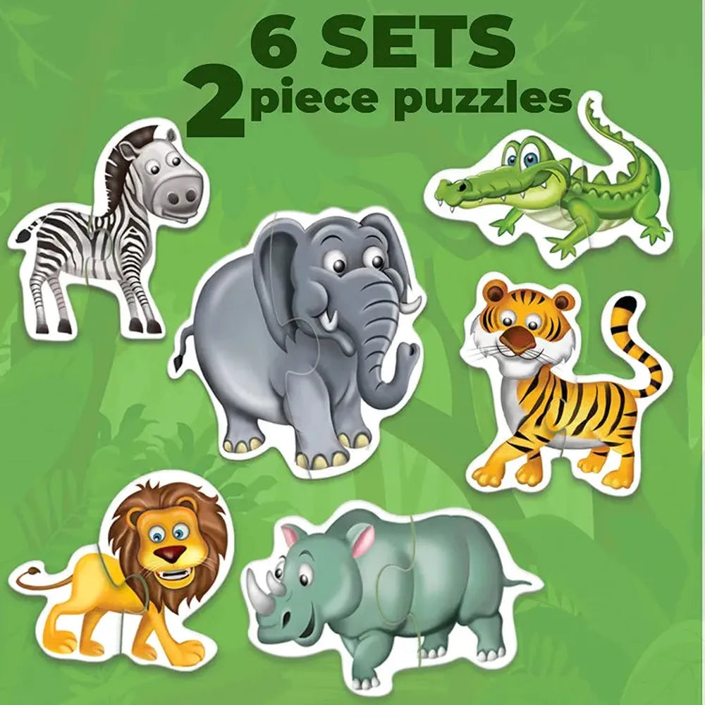 Toykraft My First Jungle Animal 2-Piece Floor Puzzles – Chunky, Educational Toddler Puzzles