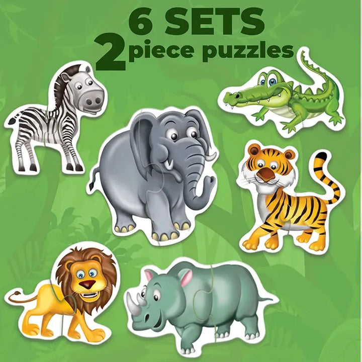 Toykraft My First Jungle Animal 2-Piece Floor Puzzles – Chunky, Educational Toddler Puzzles