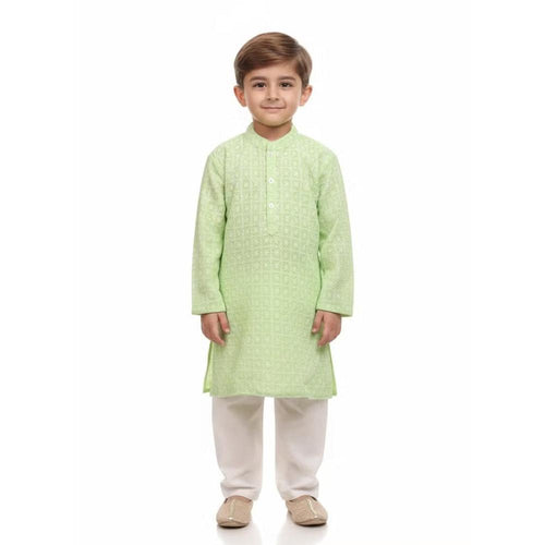 Saka Designs Boys Floral Embroidered Sequinned Kurta with Pyjama