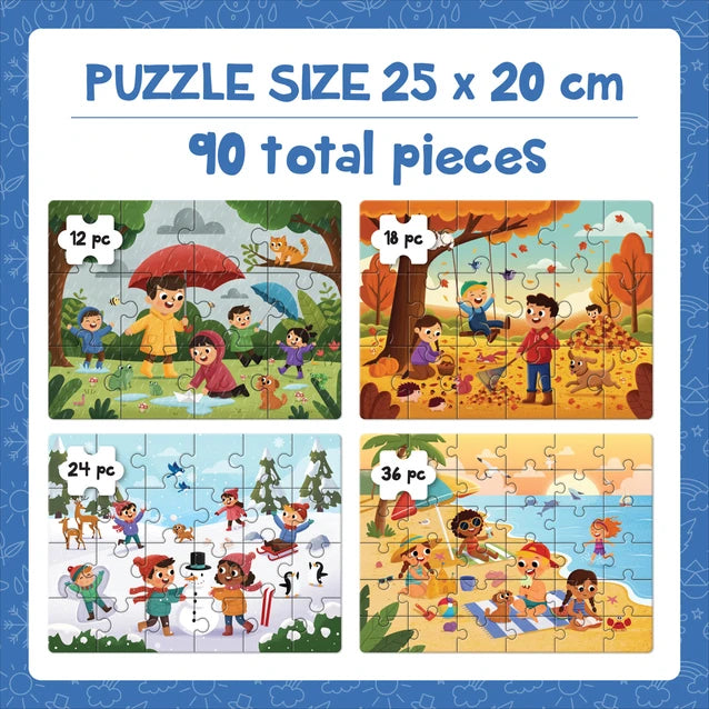 Play Panda 4 in a Box Seasons Puzzle – 90 Pieces