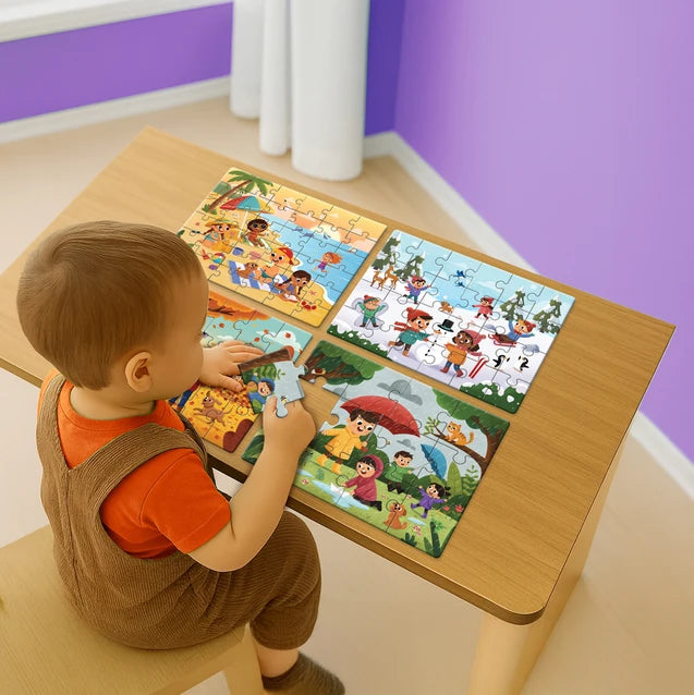 Play Panda 4 in a Box Seasons Puzzle – 90 Pieces