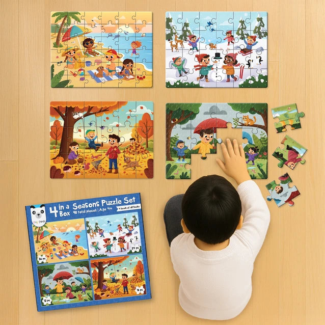 Play Panda 4 in a Box Seasons Puzzle – 90 Pieces