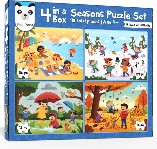 Play Panda 4 in a Box Seasons Puzzle – 90 Pieces