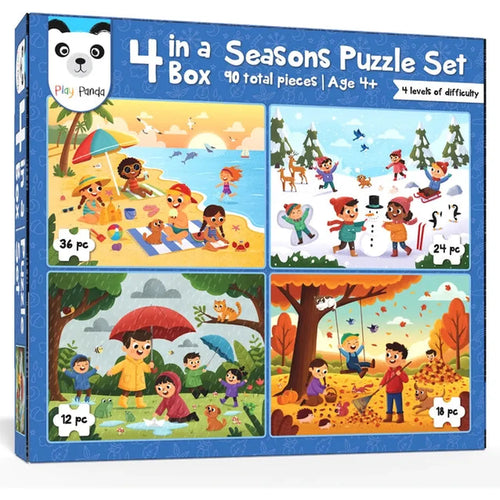 Play Panda 4 in a Box Seasons Puzzle – 90 Pieces
