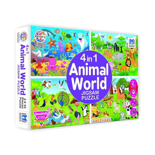 Ratnas 4-in-1 Animal World | Jigsaw Puzzle Set | 35 Pieces Each