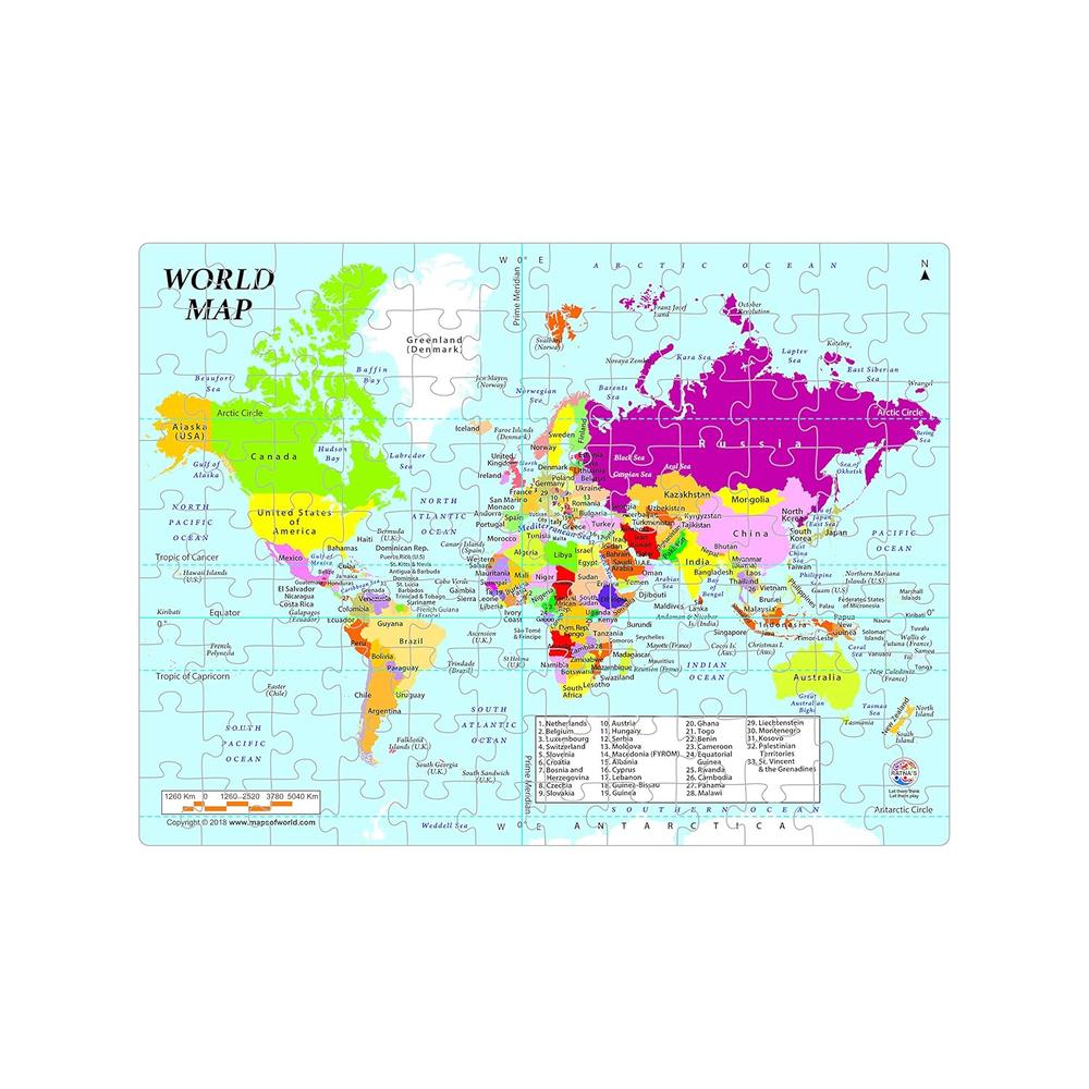 Ratna's World Map Jigsaw Puzzle – Match & Learn I 108 Pieces