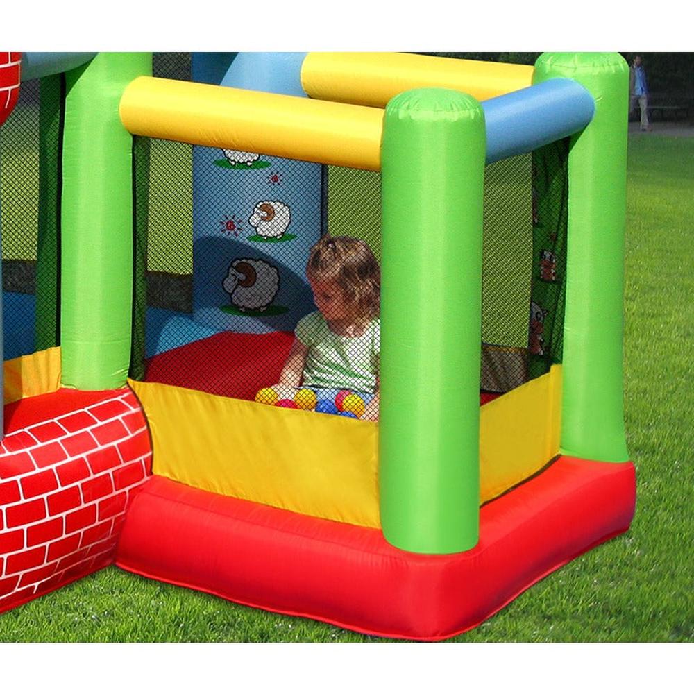 Farmyard Fun Jumping Castle with Slide, Ball Pit & Basketball Hoop | Weight- 17.47 Kg (3-8 Years)