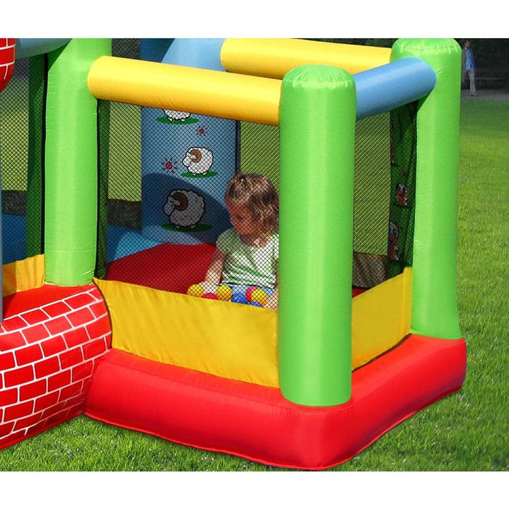 Farmyard Fun Jumping Castle with Slide, Ball Pit & Basketball Hoop | Weight- 17.47 Kg (3-8 Years)