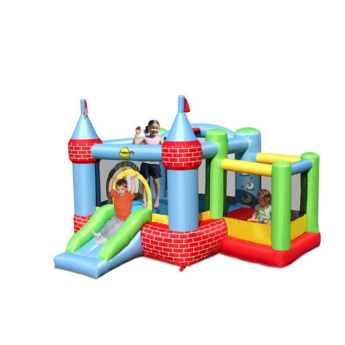 Farmyard Fun Jumping Castle with Slide, Ball Pit & Basketball Hoop | Weight- 17.47 Kg (3-8 Years)