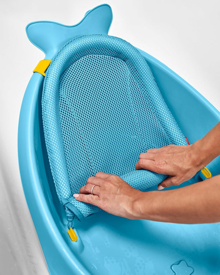 Skip Hop Moby Smart Sling 3-Stage Baby Bath Tub | Newborn to Toddler Bathtub with Mesh Sling & Non-Slip Interior | Blue