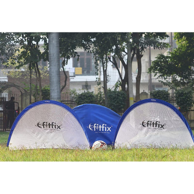 Fitfix Soccer Goal with Carry Bag - Portable Blue Pop up Net (80 cm x 45 cm)