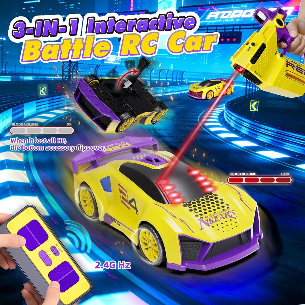 3 in 1 Super Sports Stunt Racing RC Car with Shooting Game