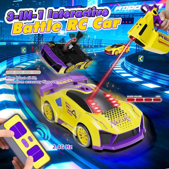 3 in 1 Super Sports Stunt Racing RC Car with Shooting Game