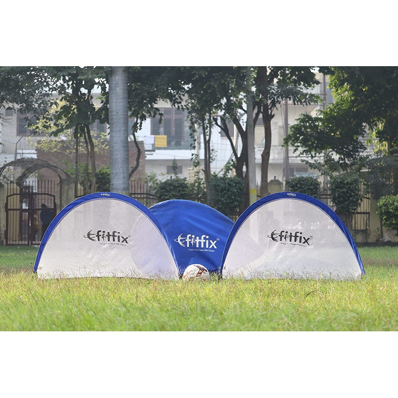 Fitfix Soccer Goal with Carry Bag - Portable Blue Pop up Net (80 cm x 45 cm)