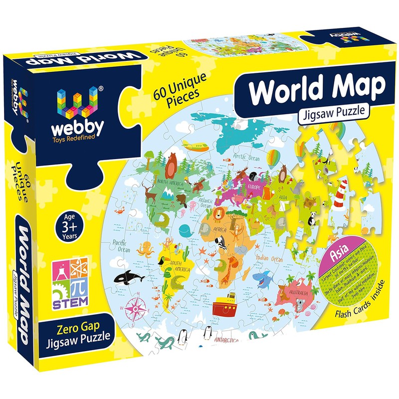 Amazing India Map Jigsaw Floor Puzzle 60 Pcs with 4 Double Sided Flashcards