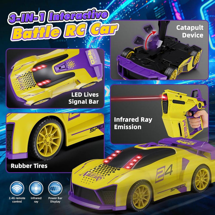 3 in 1 Super Sports Stunt Racing RC Car with Shooting Game