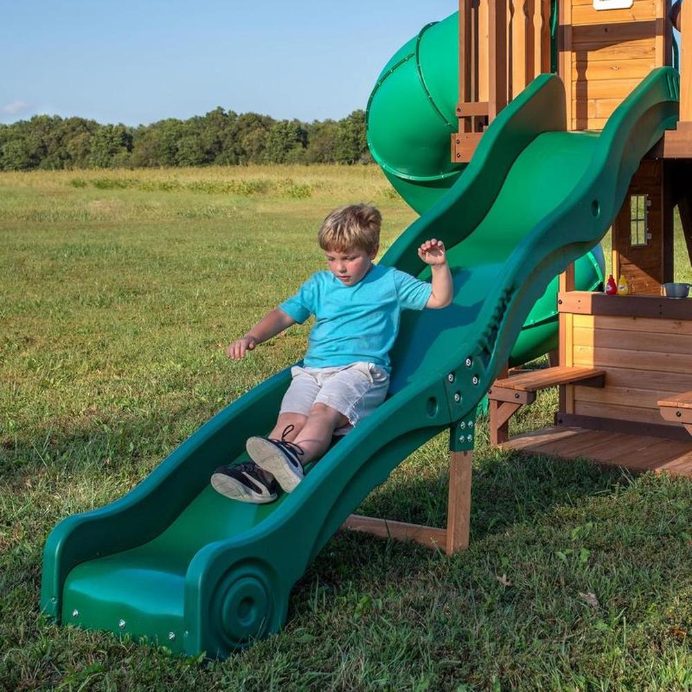 Cedar Cove Swing Set - Dual Slides, Climbing Wall, Clubhouse & More | Weight- 222.7 Kg (3-10 Years)