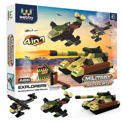 4 in 1 Military ABS Building Blocks Kit, Adventure Play Set - (122 Pcs)