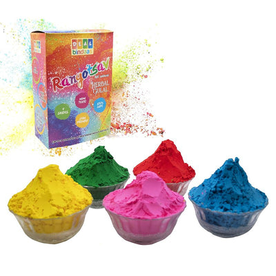 Rangotasav Holi Colour Herbal Gulal - 5 Shades (Pack of 2 = 500gm. (10pcs X 50gm))