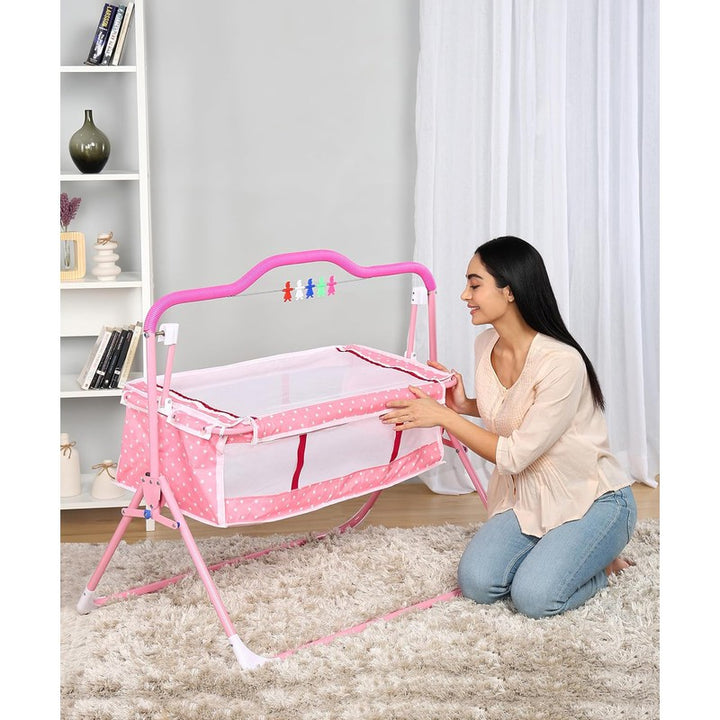 Sweetie Pie Baby Crib Bassinet Cot Swing Cradle (0-6 Months) | Capacity-12 Kg