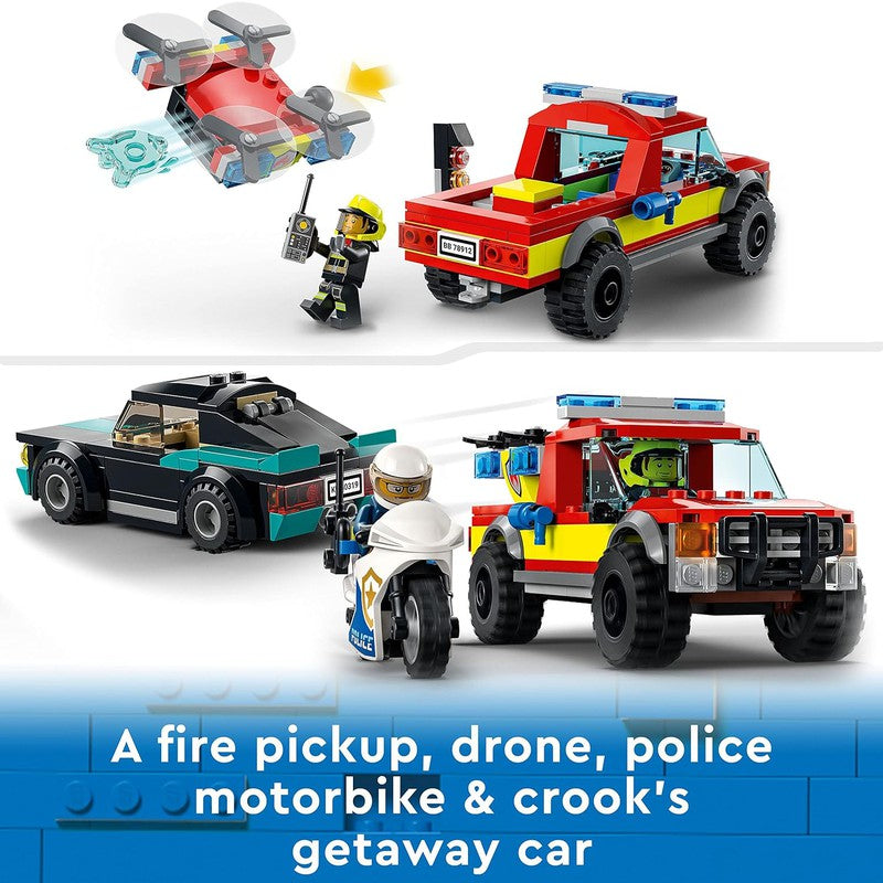 LEGO City Fire Rescue & Police Chase Building Kit - 295 Pieces | 60319 (5-8 Years)
