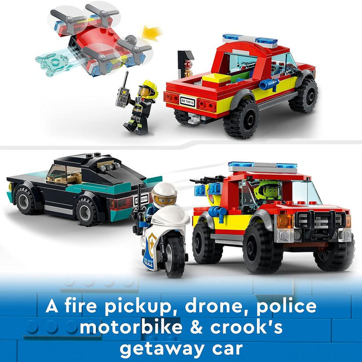 LEGO City Fire Rescue & Police Chase Building Kit - 295 Pieces | 60319 (5-8 Years)
