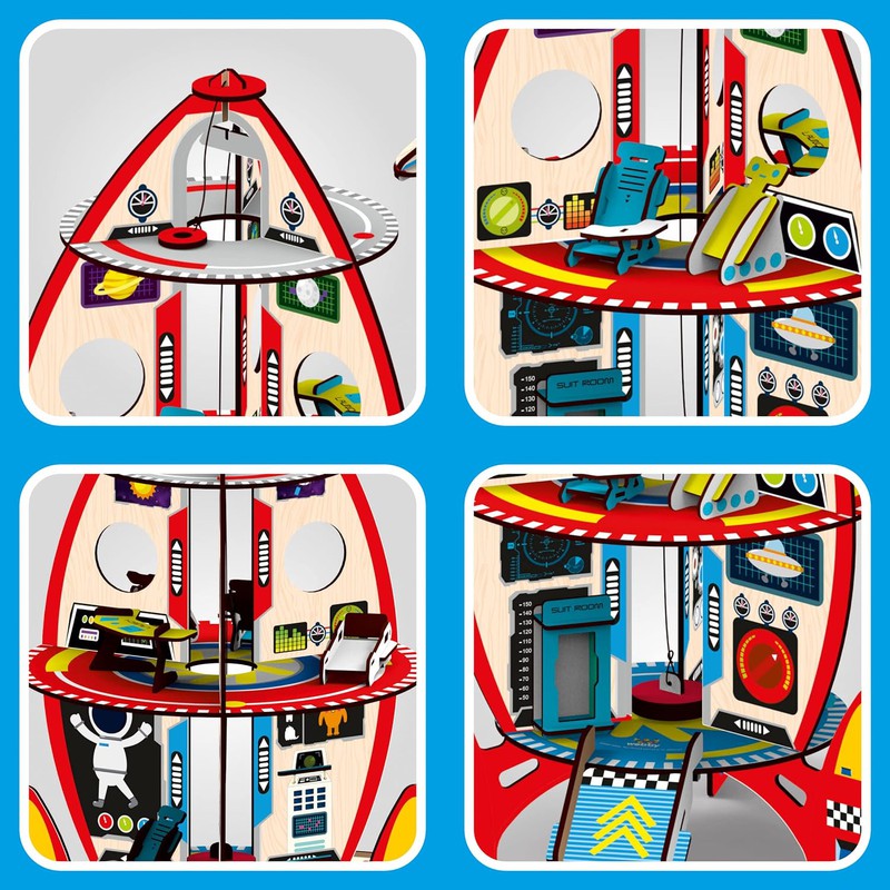 DIY Rocket Playset Doll House Spaceship Play House - Multicolour