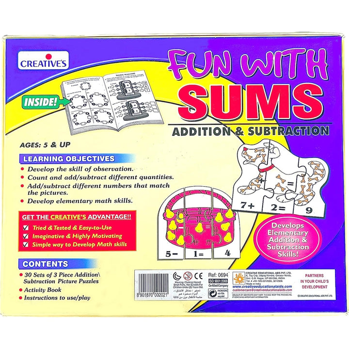 Fun with Sums-Addition & Subtraction (30 Self-correcting Three Piece Puzzles)