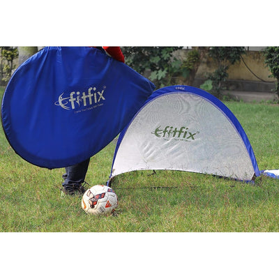 Fitfix Soccer Goal with Carry Bag - Portable Blue Pop up Net (120 cm x 80 cm)