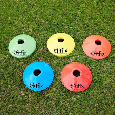 Fitfix Disc Cones with Carry Bag (Pack of 100 Cones) | Space Marker Agility Cones for Sports Training