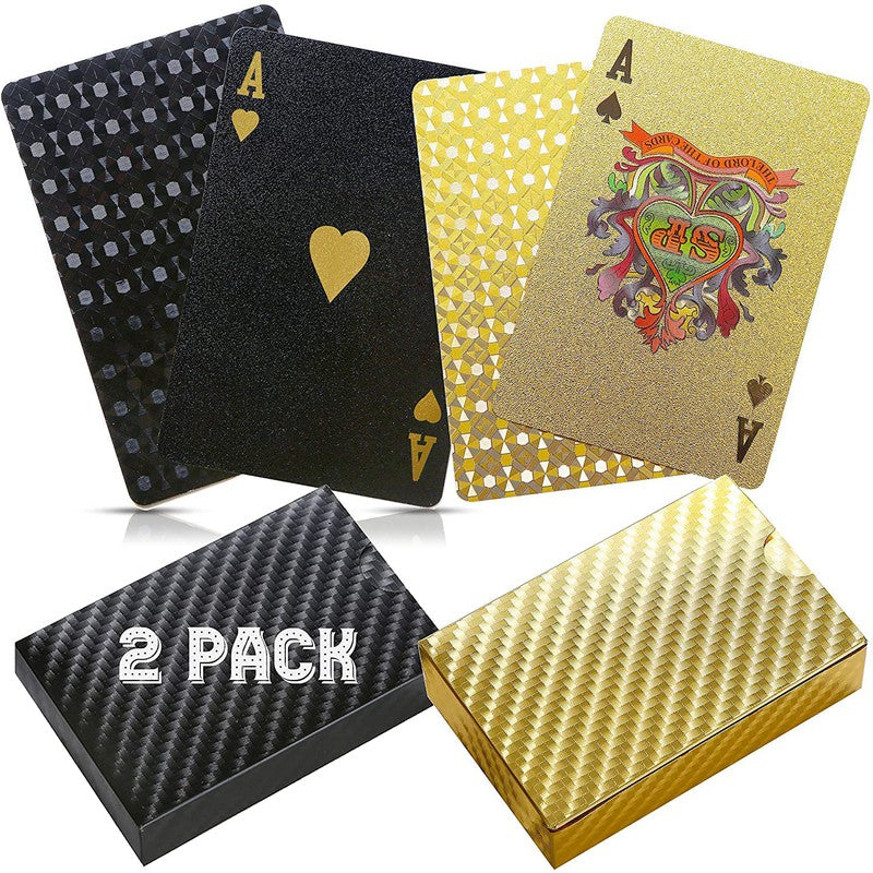 2 in 1 Luxury Golden and Black Deck of Waterproof Washable Poker Play Cards Use for Family Party Game