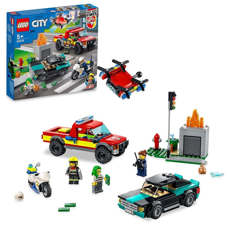 LEGO City Fire Rescue & Police Chase Building Kit - 295 Pieces | 60319 (5-8 Years)