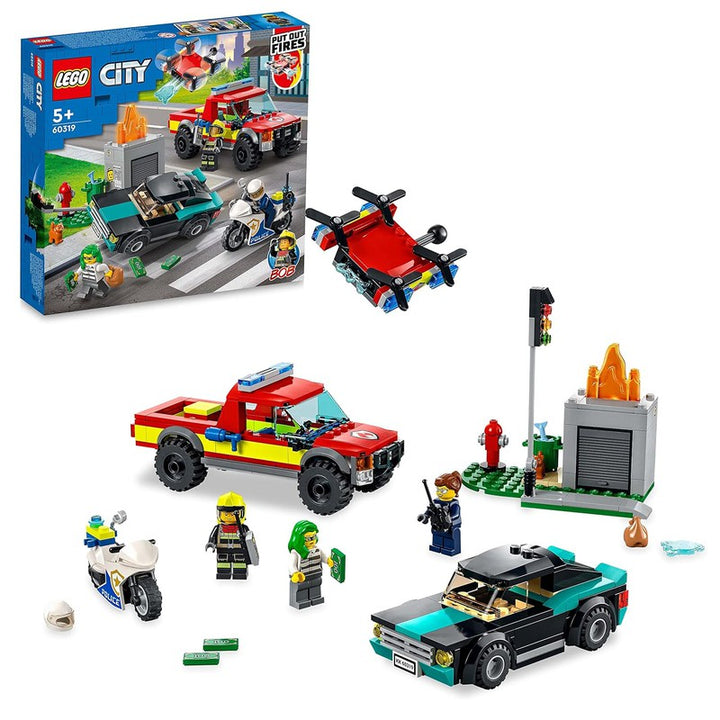 LEGO City Fire Rescue & Police Chase Building Kit - 295 Pieces | 60319 (5-8 Years)