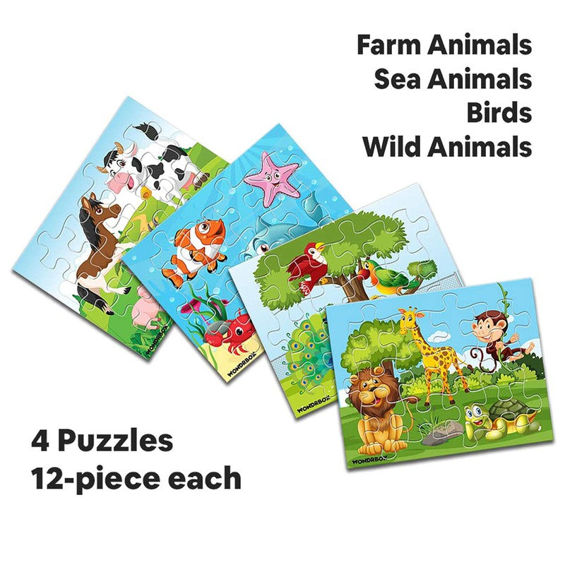 Animal and Birds Jigsaw Puzzle | Set of 4 (Multicolour, Size 10X8 inches)