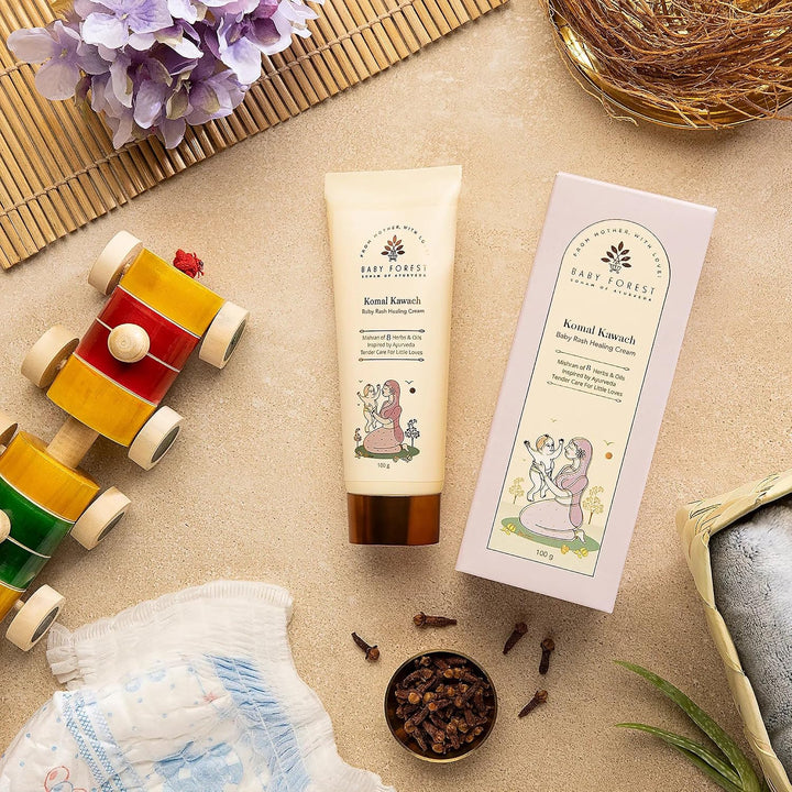 Baby Forest Komal Kawach - Baby Rash Healing Cream | 8 Herbs and Oils | 100 g