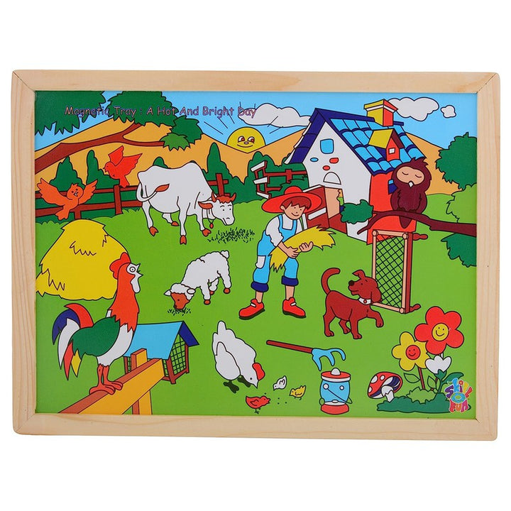 Magnetic Twin Play Tray - Bright and Sunny Day, Multi Color