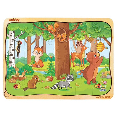 Playful Animals Wooden Jigsaw Puzzle, 24pcs