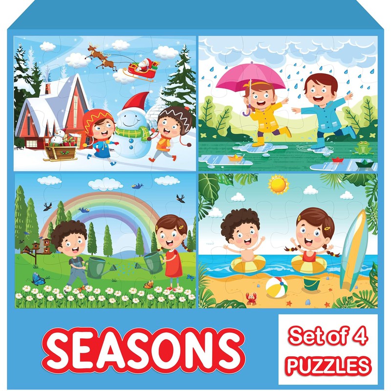 Seasons Jigsaw Puzzle Educational Toy | Set of 4 Puzzles (Multicolour, Size 10X8 inches)