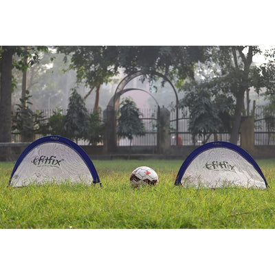 Fitfix Soccer Goal with Carry Bag - Portable Blue Pop up Net (120 cm x 80 cm)