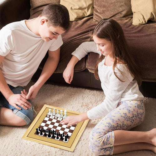 3 in 1 Wooden Chess, Checkers, & Tic Tac Toe Game Set (4 Years till Grown Ups)
