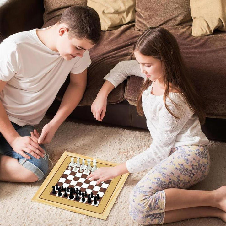 3 in 1 Wooden Chess, Checkers, & Tic Tac Toe Game Set (4 Years till Grown Ups)