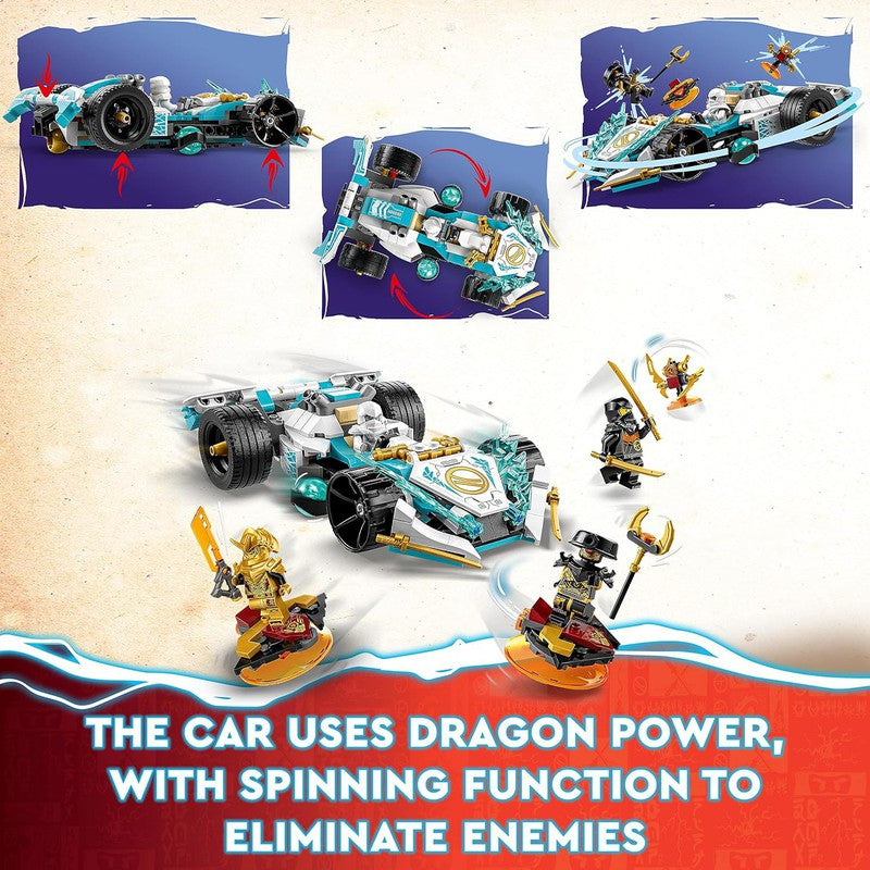 LEGO NINJAGO Zane's Dragon Power Spinjitzu Race Car 71791 Building Toy Set (307 Pcs)