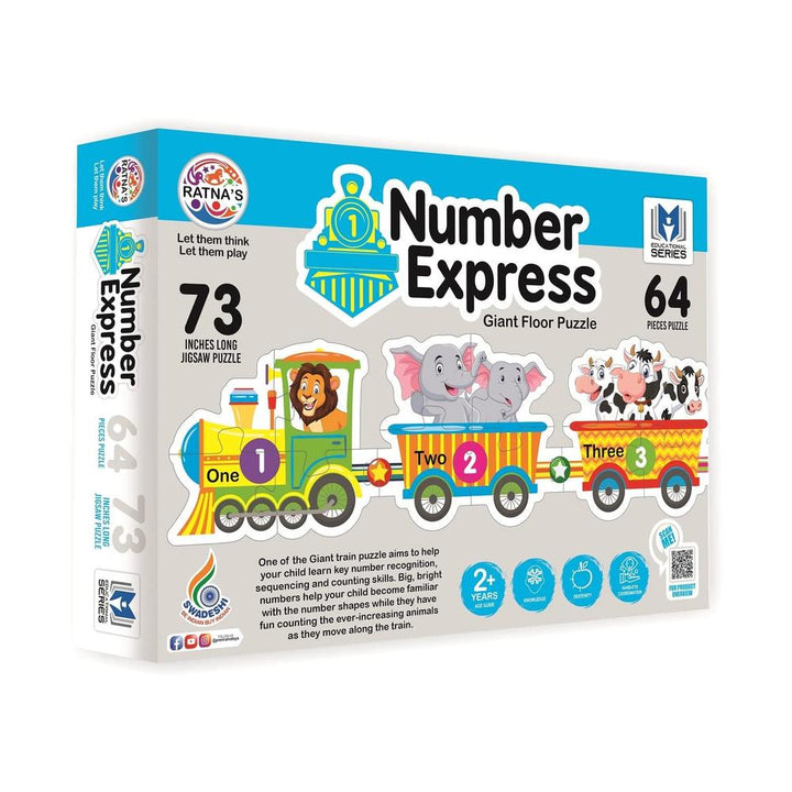 Ratna's Number Express -Giant Floor Puzzle | 64 Pieces