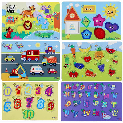 Wooden Learning Educational Puzzle (Complete Pack Of 6)