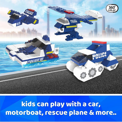 6 in 1 Police ABS Building Blocks Kit, Adventure Play Set (169 Pcs)