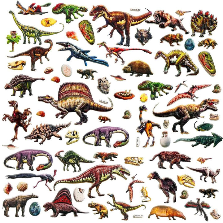 FunBlast Dinosaur Puffy Stickers for Kids | 3D Kawaii Foam Stickers for Boys & Girls | 80 Pieces
