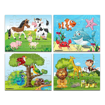 Animal and Birds Jigsaw Puzzle | Set of 4 (Multicolour, Size 10X8 inches)
