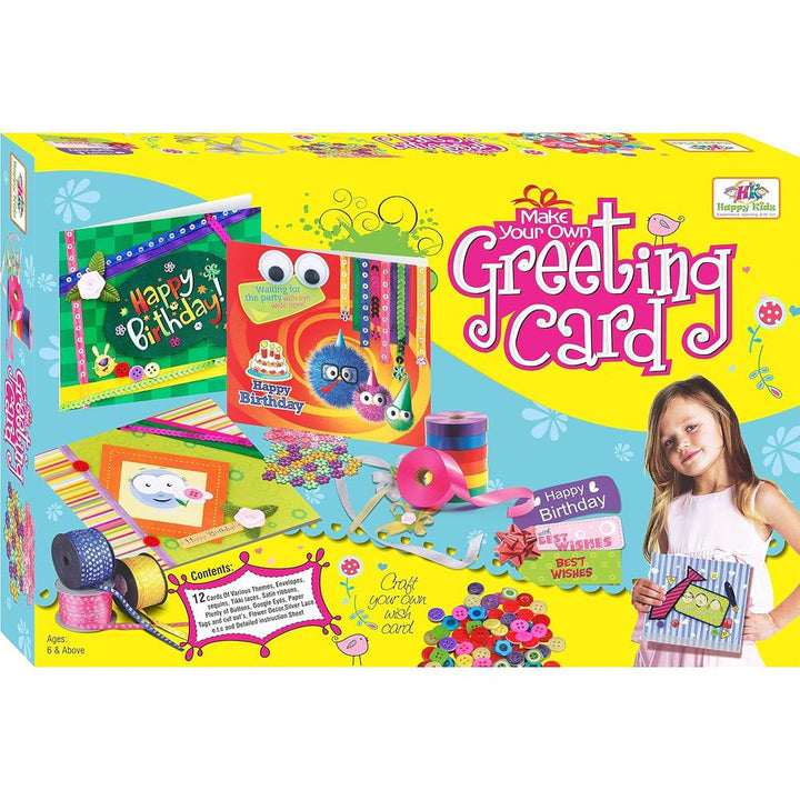 Happy Kidz Make Your Own Greeting Card DIY Craft Kit | 12 Creative Greeting Cards | Art & Craft Activity Set