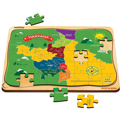 Haryana Map Wooden Jigsaw Puzzle, 40pcs